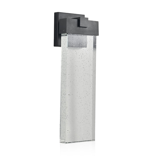 18"(H) 1-pack 12W Modern Outdoor Wall Light Fixture, Weatherproof LED Wall Sconce with Bubble Crystal, Black Finish, Up and Down Lighting for Porch, Patio, and Garden