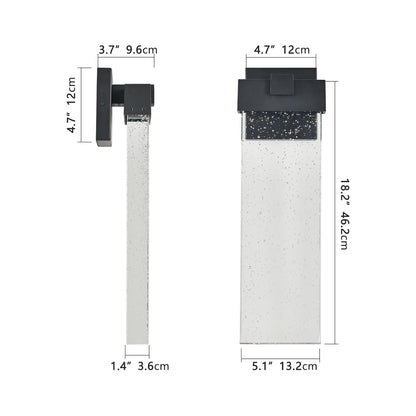 18"(H) 1-pack 12W Modern Outdoor Wall Light Fixture, Weatherproof LED Wall Sconce with Bubble Crystal, Black Finish, Up and Down Lighting for Porch, Patio, and Garden