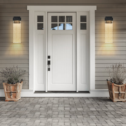 18"(H) 1-pack 12W Modern Outdoor Wall Light Fixture, Weatherproof LED Wall Sconce with Bubble Crystal, Black Finish, Up and Down Lighting for Porch, Patio, and Garden