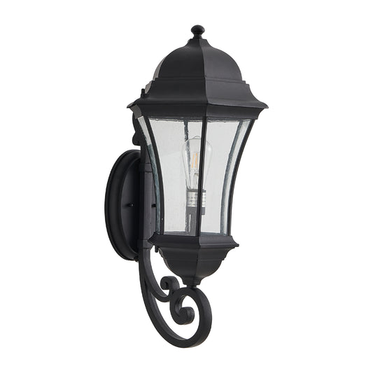 27"(H) 1-Pack Outdoor Wall Lantern with Dusk to Dawn Sensor, Black Weatherrproof Exterior Light Fixture with Clear Bubble Glass, Vintage Wall Sconce for Porch, Patio, Entryway, and Garage (No Bulb)
