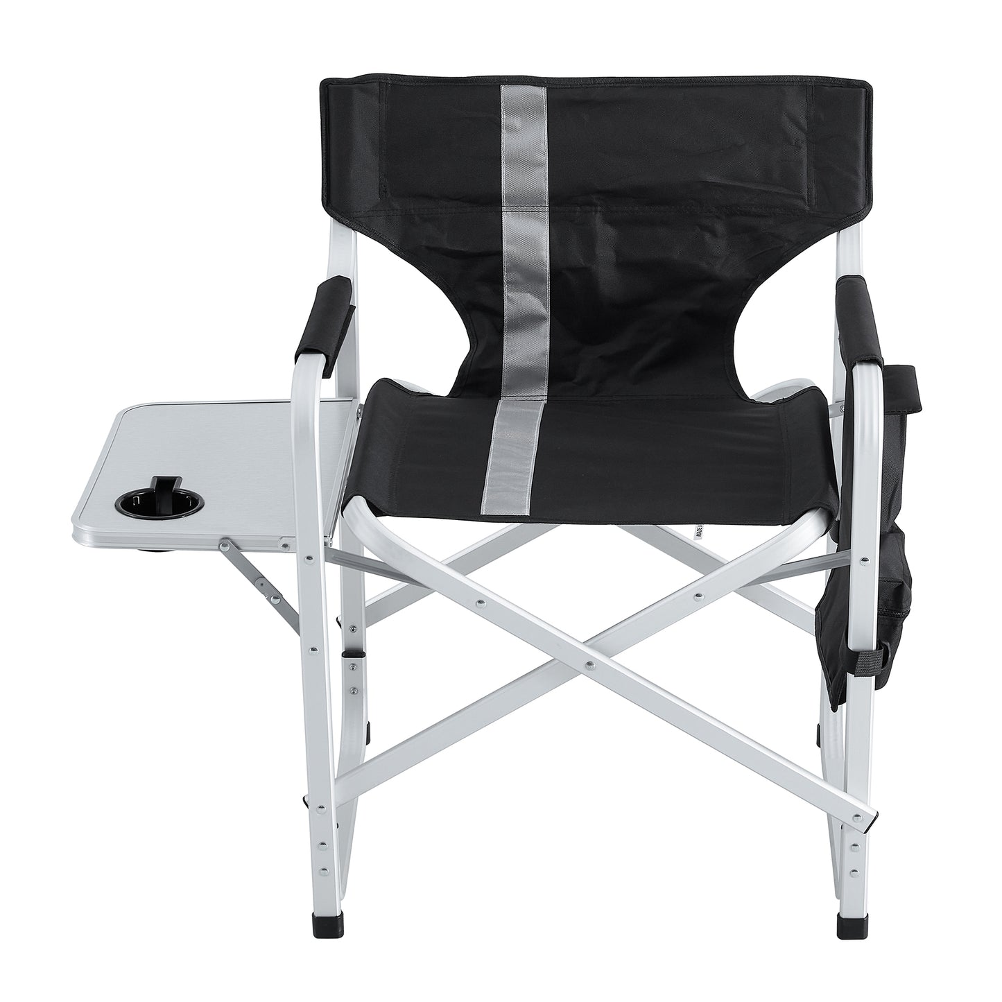 2-piece Padded Folding Outdoor Chair with Side Table and Storage Pockets,Lightweight Oversized Directors Chair for indoor, Outdoor Camping, Picnics and Fishing,Black/Grey