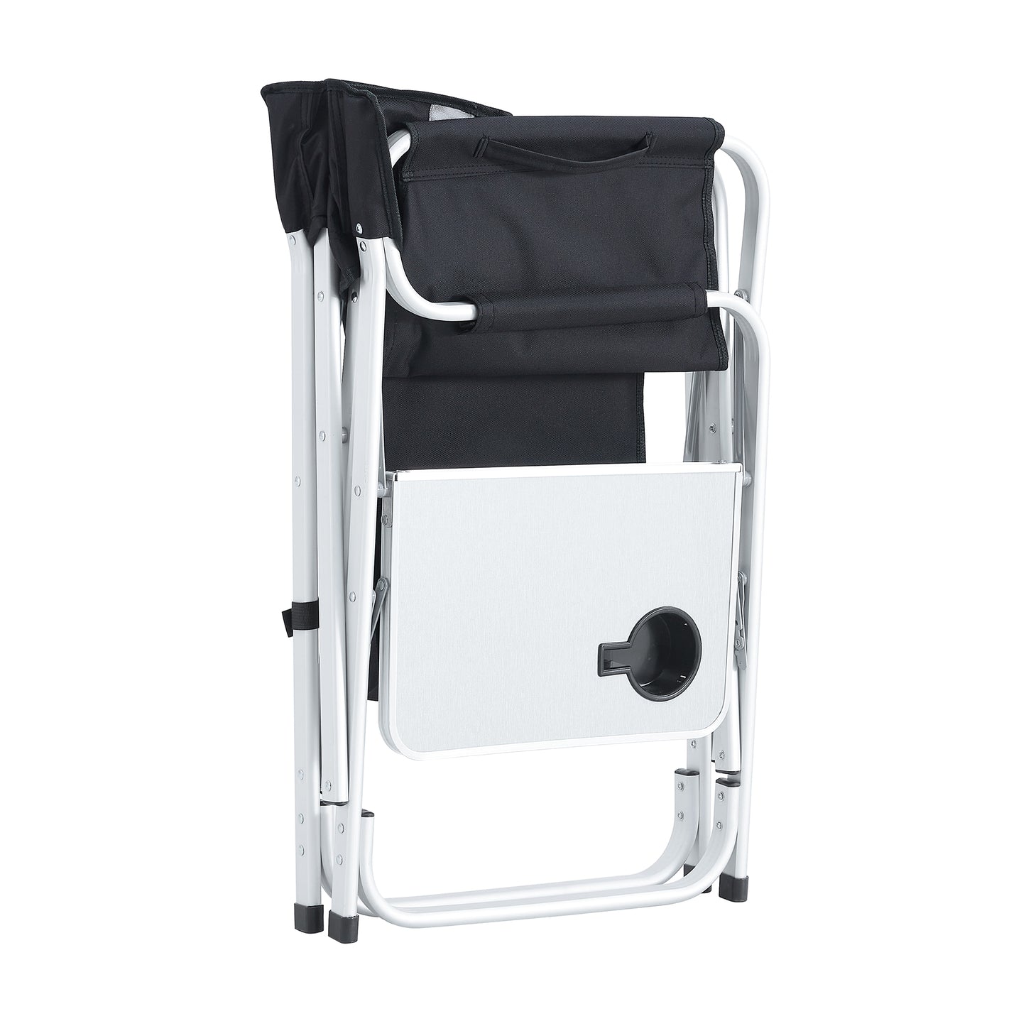 2-piece Padded Folding Outdoor Chair with Side Table and Storage Pockets,Lightweight Oversized Directors Chair for indoor, Outdoor Camping, Picnics and Fishing,Black/Grey