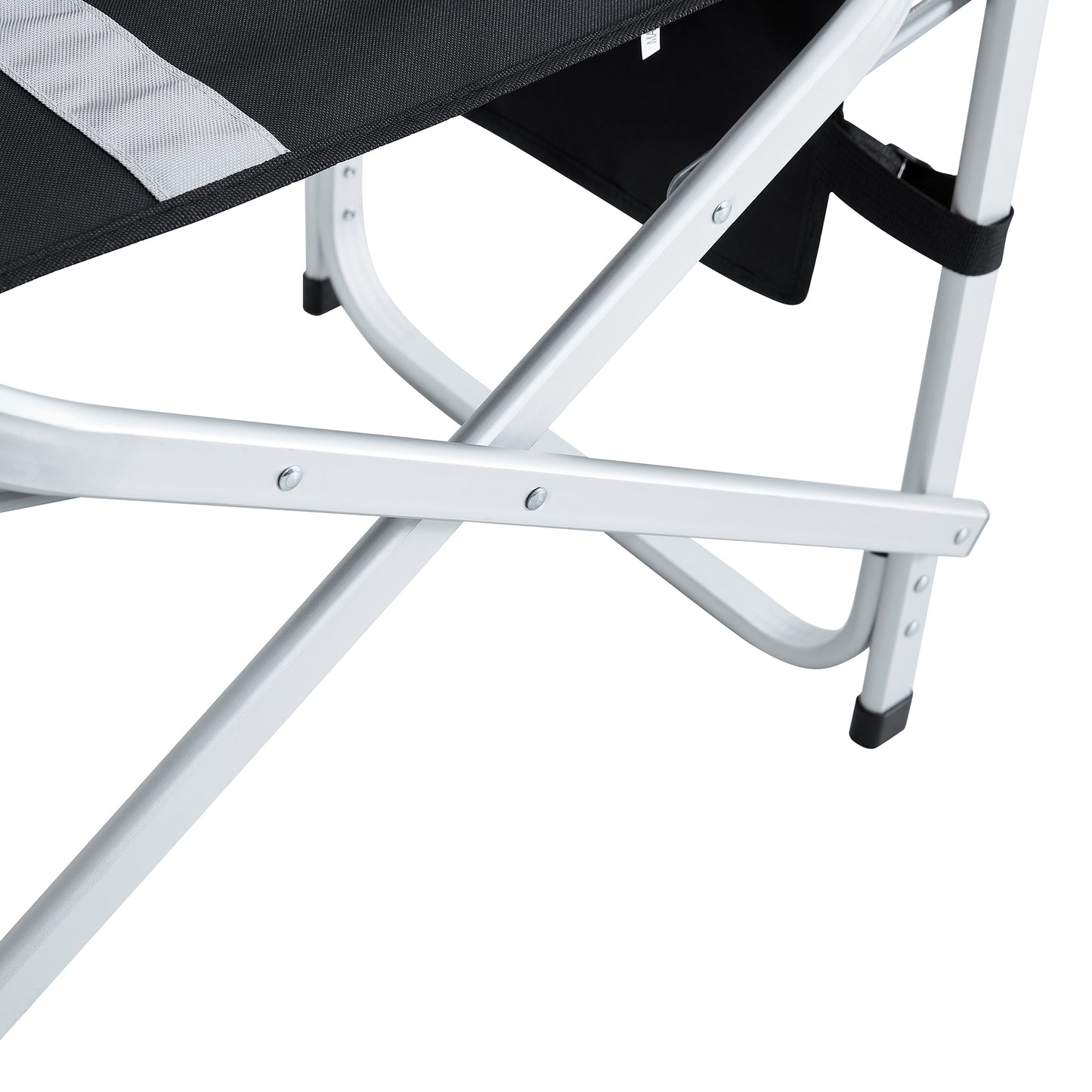 2-piece Padded Folding Outdoor Chair with Side Table and Storage Pockets,Lightweight Oversized Directors Chair for indoor, Outdoor Camping, Picnics and Fishing,Black/Grey