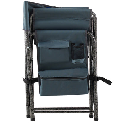 2-piece Padded Folding Outdoor Chair with Storage Pockets,Lightweight Oversized Directors Chair for indoor, Outdoor Camping, Picnics and Fishing,Blue/Grey
