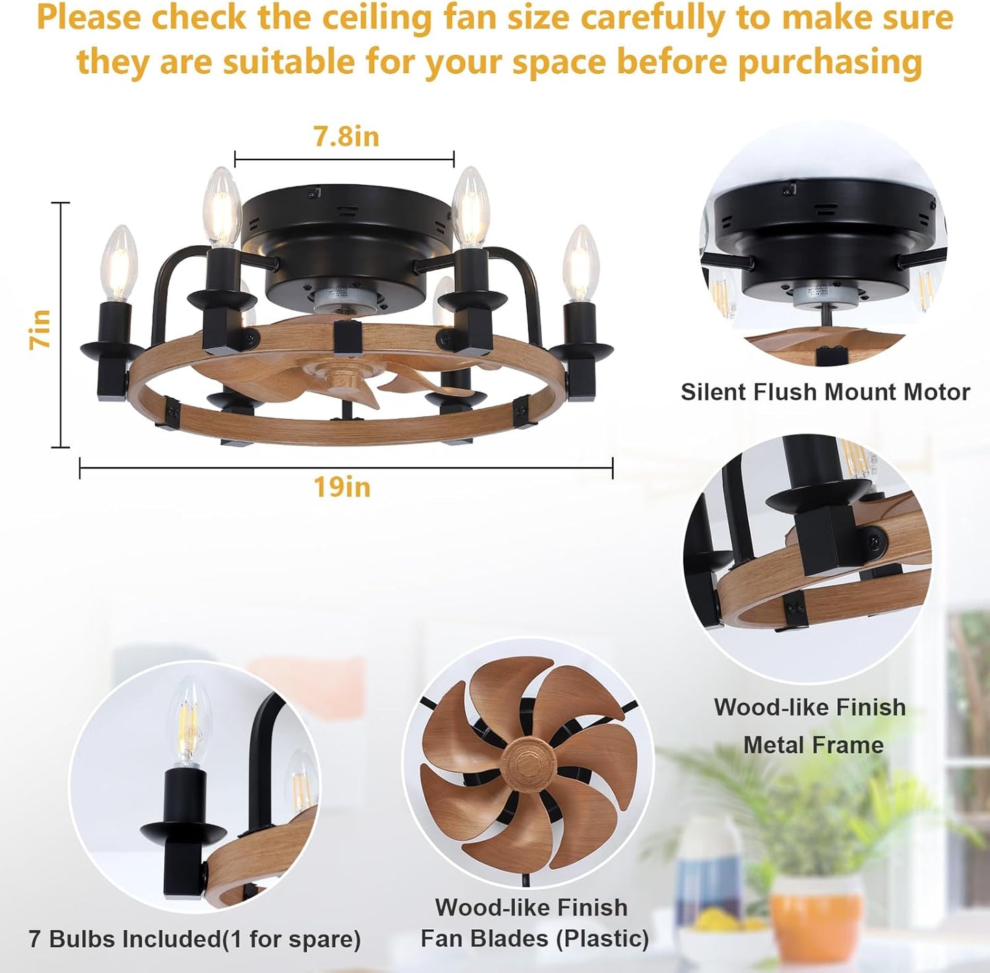 Dimmable Ceiling Fans with Lights and Remote