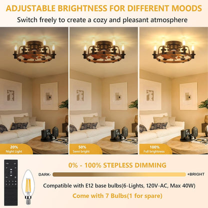 Dimmable Ceiling Fans with Lights and Remote