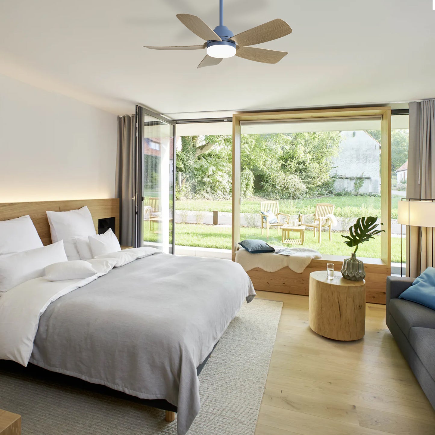 42 Inch Ceiling Fans with LED Light 22W and Remote Control 5 ABS Fan Blades for Bedroom, Living Room, Dining Room, Office