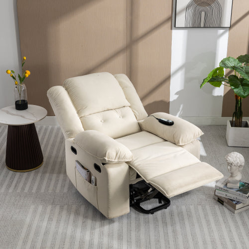 Massage Recliner,Power Lift Chair for Elderly with Adjustable Massage and Heating Function,Recliner Chair with Infinite Position and Side Pocket for Living Room(Old SKU:WF308781AAA) ,Beige