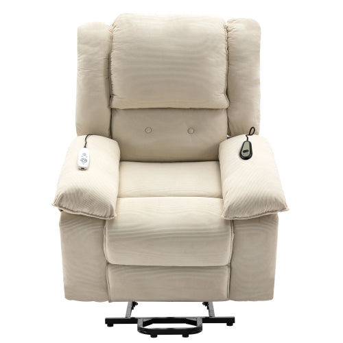 Massage Recliner,Power Lift Chair for Elderly with Adjustable Massage and Heating Function,Recliner Chair with Infinite Position and Side Pocket for Living Room(Old SKU:WF308781AAA) ,Beige