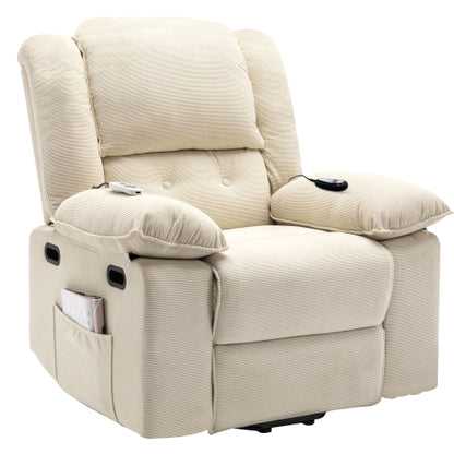 Massage Recliner,Power Lift Chair for Elderly with Adjustable Massage and Heating Function,Recliner Chair with Infinite Position and Side Pocket for Living Room(Old SKU:WF308781AAA) ,Beige