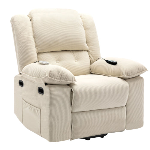 Massage Recliner,Power Lift Chair for Elderly with Adjustable Massage and Heating Function,Recliner Chair with Infinite Position and Side Pocket for Living Room(Old SKU:WF308781AAA) ,Beige