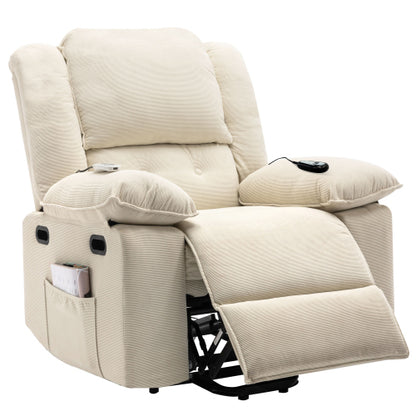 Massage Recliner,Power Lift Chair for Elderly with Adjustable Massage and Heating Function,Recliner Chair with Infinite Position and Side Pocket for Living Room(Old SKU:WF308781AAA) ,Beige
