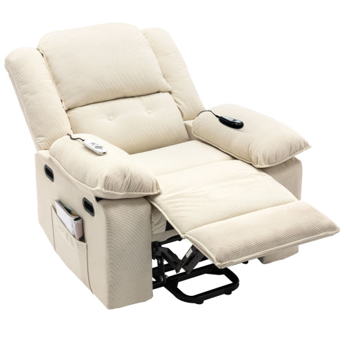 Massage Recliner,Power Lift Chair for Elderly with Adjustable Massage and Heating Function,Recliner Chair with Infinite Position and Side Pocket for Living Room(Old SKU:WF308781AAA) ,Beige