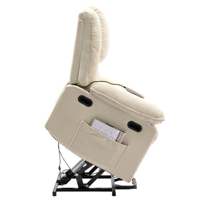 Massage Recliner,Power Lift Chair for Elderly with Adjustable Massage and Heating Function,Recliner Chair with Infinite Position and Side Pocket for Living Room(Old SKU:WF308781AAA) ,Beige