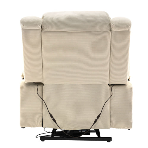 Massage Recliner,Power Lift Chair for Elderly with Adjustable Massage and Heating Function,Recliner Chair with Infinite Position and Side Pocket for Living Room(Old SKU:WF308781AAA) ,Beige