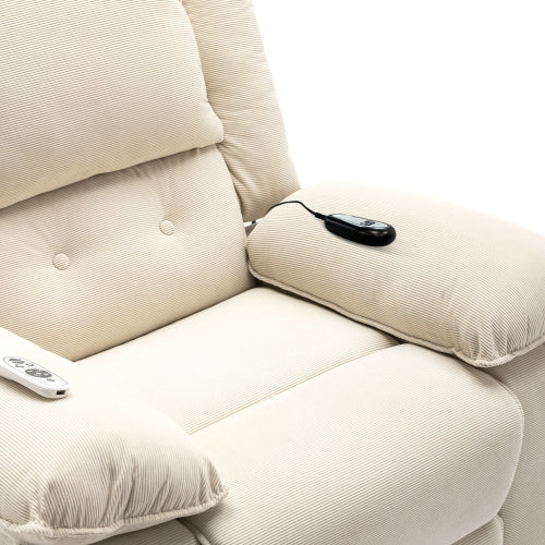 Massage Recliner,Power Lift Chair for Elderly with Adjustable Massage and Heating Function,Recliner Chair with Infinite Position and Side Pocket for Living Room(Old SKU:WF308781AAA) ,Beige