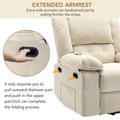 Massage Recliner,Power Lift Chair for Elderly with Adjustable Massage and Heating Function,Recliner Chair with Infinite Position and Side Pocket for Living Room(Old SKU:WF308781AAA) ,Beige