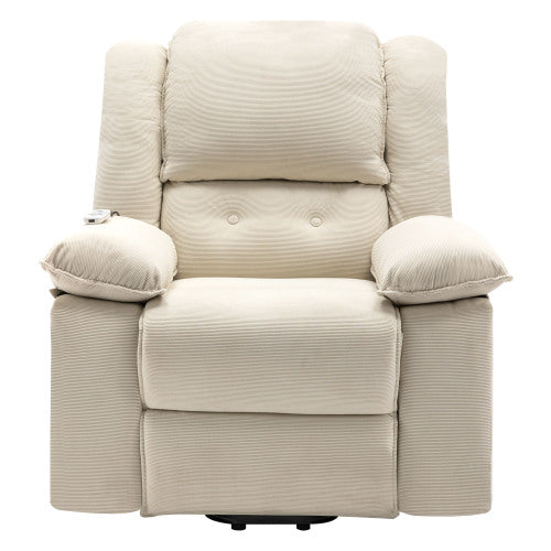 Massage Recliner,Power Lift Chair for Elderly with Adjustable Massage and Heating Function,Recliner Chair with Infinite Position and Side Pocket for Living Room(Old SKU:WF308781AAA) ,Beige
