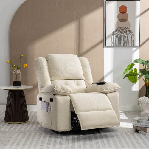 Massage Recliner,Power Lift Chair for Elderly with Adjustable Massage and Heating Function,Recliner Chair with Infinite Position and Side Pocket for Living Room(Old SKU:WF308781AAA) ,Beige