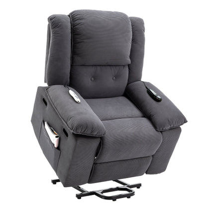 Massage Recliner,Power Lift Chair for Elderly with Adjustable Massage and Heating Function,Recliner Chair with Infinite Position and Side Pocket for Living Room(Old SKU:WF308781AAE) ,Gray
