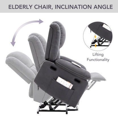 Massage Recliner,Power Lift Chair for Elderly with Adjustable Massage and Heating Function,Recliner Chair with Infinite Position and Side Pocket for Living Room(Old SKU:WF308781AAE) ,Gray