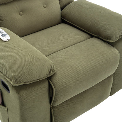 Massage Recliner,Power Lift Chair for Elderly with Adjustable Massage and Heating Function,Recliner Chair with Infinite Position and Side Pocket for Living Room (Old SKU:WF308781AAF),Green