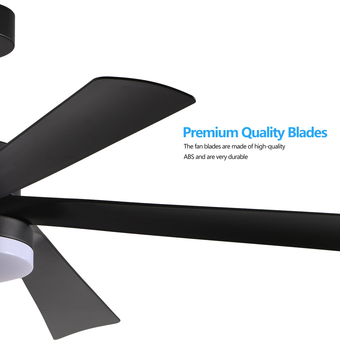65 Inch Black Ceiling Fan with Light, 5-Blade Dimmable LED Ceiling Fan with Remote Control, Modern Quiet Design for Living Room and Bedroom