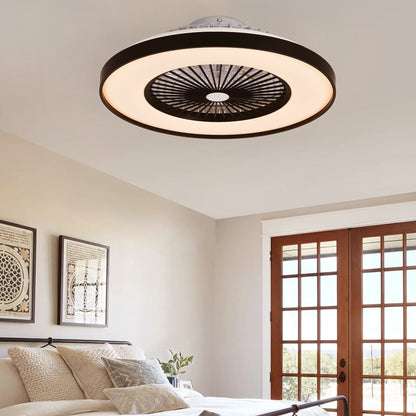 23-inch Black and White Ceiling Fan Light with LED RGB – Dimmable and Color-Changing, APP & Remote Control, Modern Smart Ceiling Fan for Living Room, Bedroom, and Dining Room