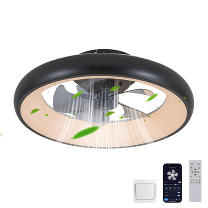 20-inch Black LED Ceiling Fan Light – Dimmable and Adjustable Color Temperature, APP & Remote Control, Modern Smart Ceiling Fan for Living Room, Bedroom, and Dining Room