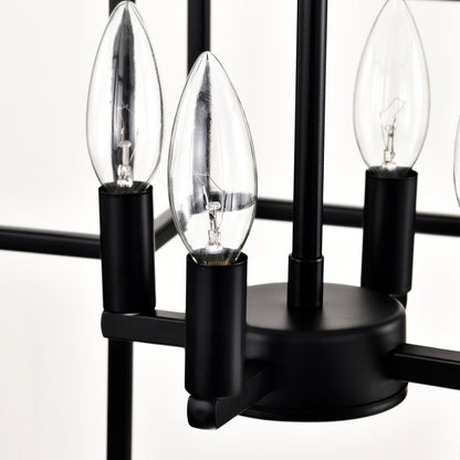 4-Light Metal Lantern Tiered Pendant Hanging Light Fixtures, Industrial Farmhouse Adjustable Height Chandeliers for Dining Room Hallway Foyer Entryway--Matte Black