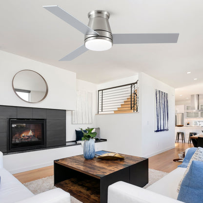 48" Bruched Nickel Lowe Profile Ceiling Fan with Light