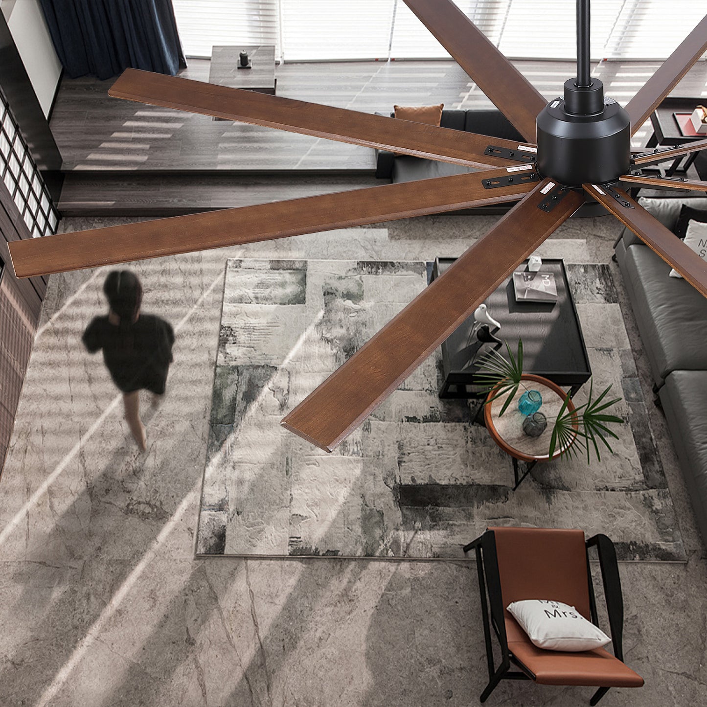 84" Black Lowe Profile Ceiling Fan with Light