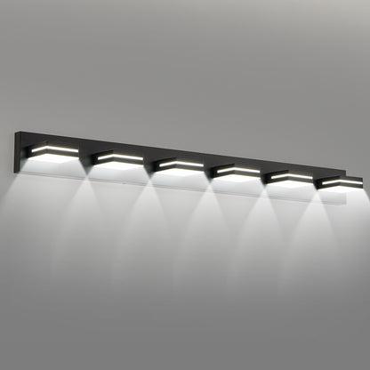 Modern Black LED Vanity Light, 6-Lights Wall Sconce for Bathroom and Mirror, Sleek Minimalist Design, Energy-Efficient, Easy to Install