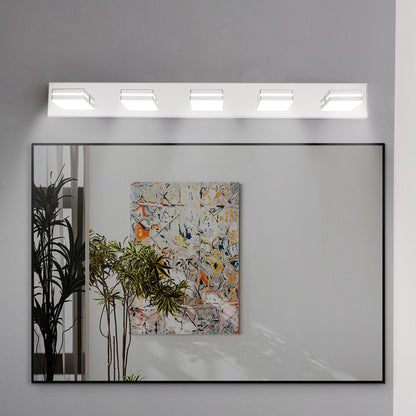 Modern Chrome LED Vanity Light, 5-Lights Wall Sconce for Bathroom and Mirror, Sleek Minimalist Design, Energy-Efficient, Easy to Install