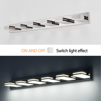 Modern Chrome LED Vanity Light, 6-Lights Wall Sconce for Bathroom and Mirror, Sleek Minimalist Design, Energy-Efficient, Easy to Install