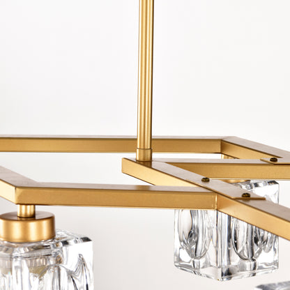Crystal Chandelier for Dining Room, 8-Light Kitchen Chandelier Light Fixture Modern Metal Industrial Chandeliers for Farmhouse Entryway Living Room--Matte Gold (8*G9 Bulbs Included)