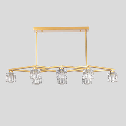 Crystal Chandelier for Dining Room, 8-Light Kitchen Chandelier Light Fixture Modern Metal Industrial Chandeliers for Farmhouse Entryway Living Room--Matte Gold (8*G9 Bulbs Included)