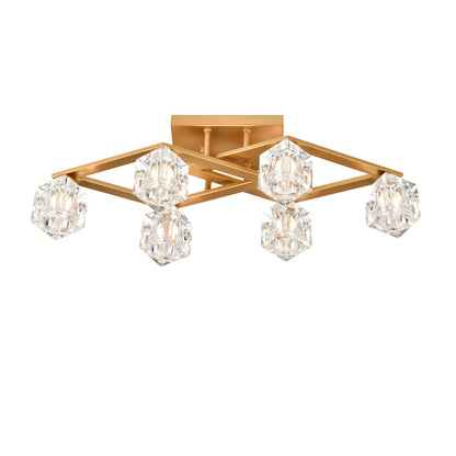 6-Light Crystal Ceiling Light for Dining Room, Modern Ceiling Lamp with Light Fixture For Entryway, Lobby, Kitchen, Bedroom, Living Room, Conference Room, (6*G9 Bulbs Included)--Gold