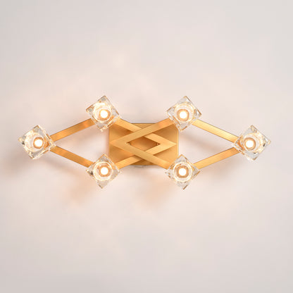 6-Light Crystal Ceiling Light for Dining Room, Modern Ceiling Lamp with Light Fixture For Entryway, Lobby, Kitchen, Bedroom, Living Room, Conference Room, (6*G9 Bulbs Included)--Gold