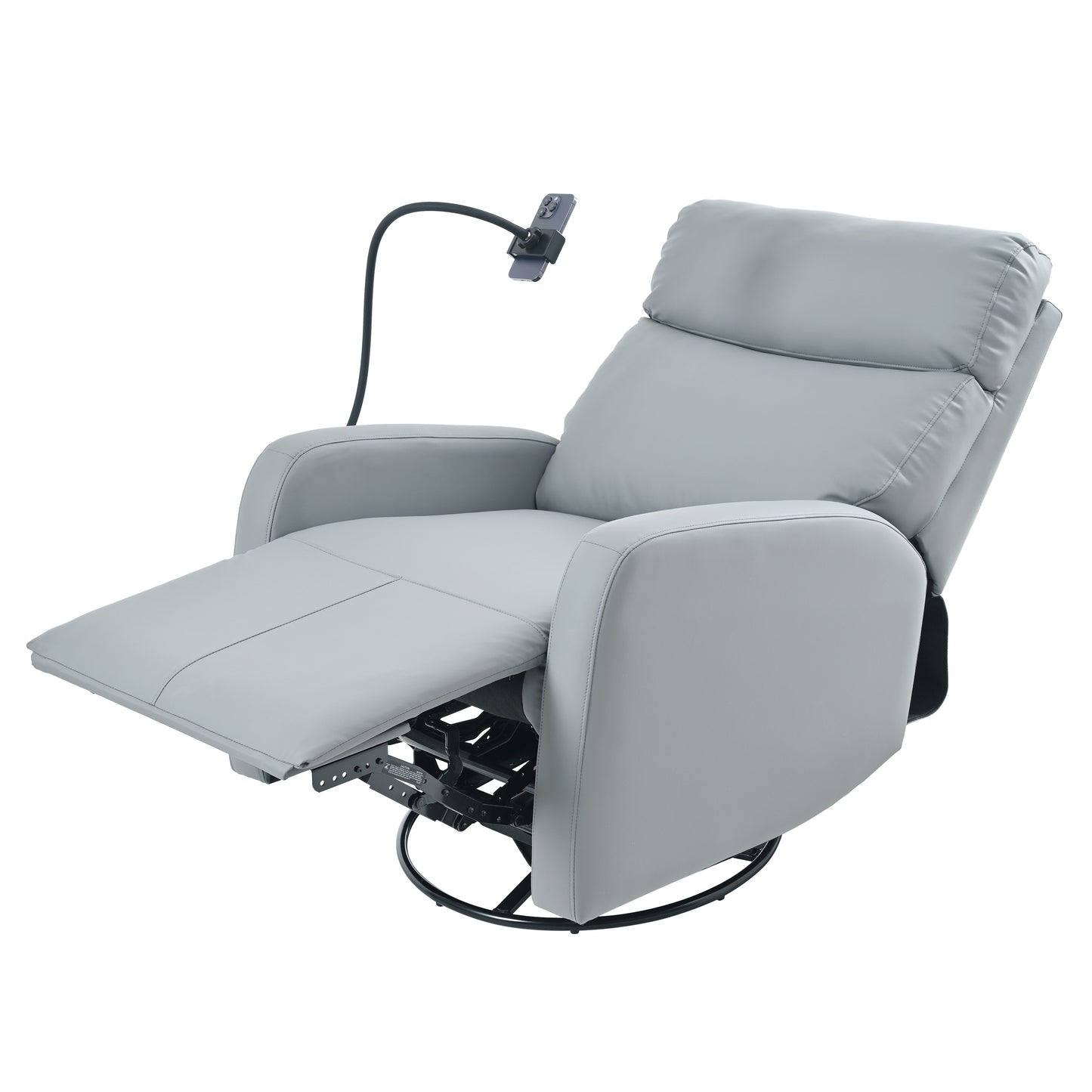 Swivel Rocker Recliner Chair,360 Degree Nursery Rocking Chair,Glider Chair,Modern Small Rocking Swivel Recliner Chair for Bedroom,Living Room Chair Home Theater Seat,Phone Holder(Blue-gray)