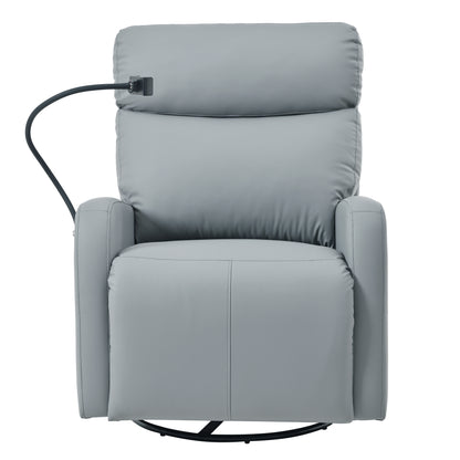 Swivel Rocker Recliner Chair,360 Degree Nursery Rocking Chair,Glider Chair,Modern Small Rocking Swivel Recliner Chair for Bedroom,Living Room Chair Home Theater Seat,Phone Holder(Blue-gray)
