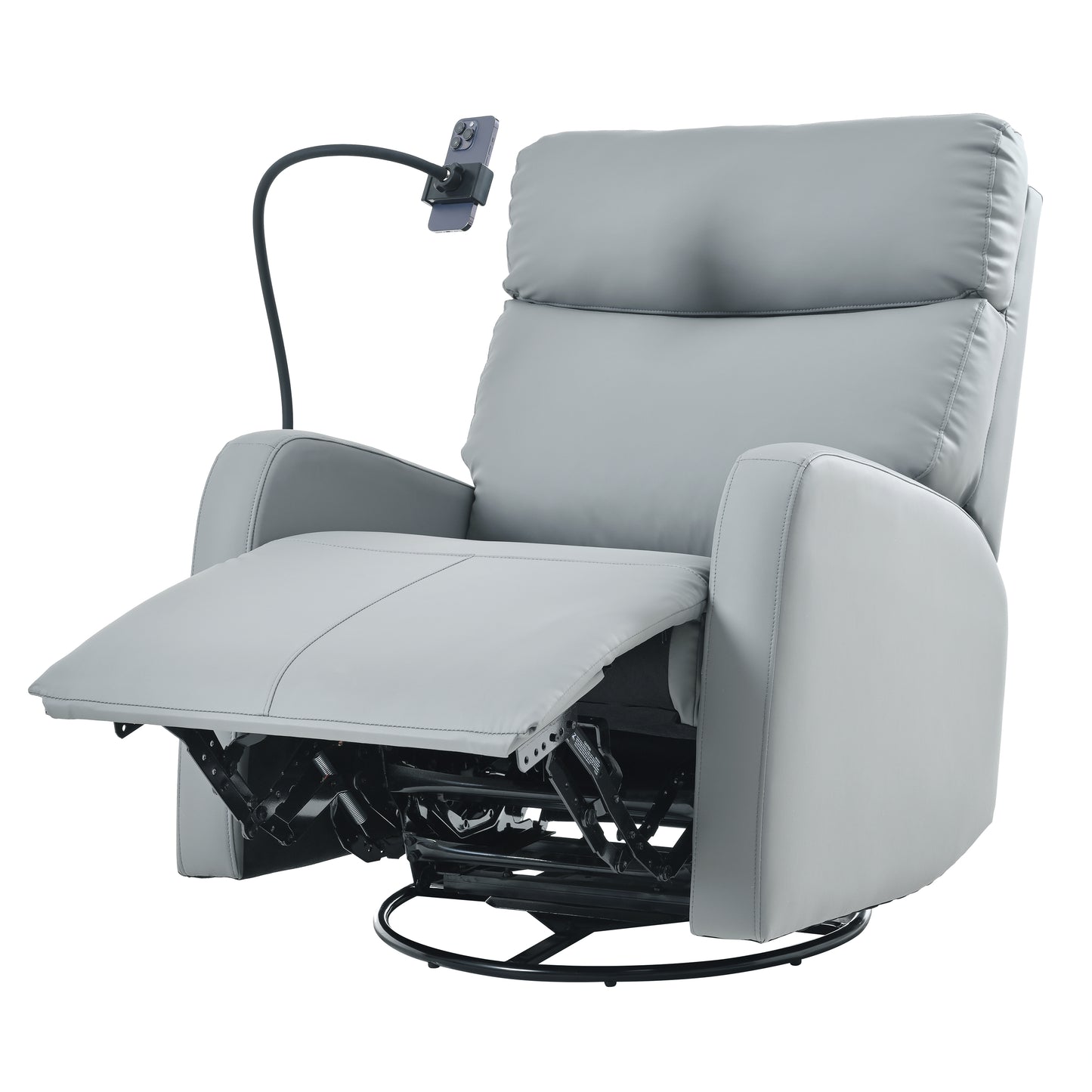 Swivel Rocker Recliner Chair,360 Degree Nursery Rocking Chair,Glider Chair,Modern Small Rocking Swivel Recliner Chair for Bedroom,Living Room Chair Home Theater Seat,Phone Holder(Blue-gray)