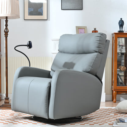 Swivel Rocker Recliner Chair,360 Degree Nursery Rocking Chair,Glider Chair,Modern Small Rocking Swivel Recliner Chair for Bedroom,Living Room Chair Home Theater Seat,Phone Holder(Blue-gray)