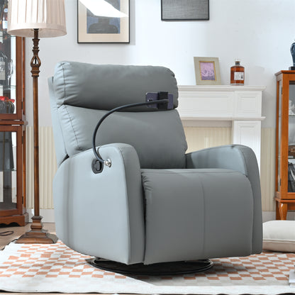 Swivel Rocker Recliner Chair,360 Degree Nursery Rocking Chair,Glider Chair,Modern Small Rocking Swivel Recliner Chair for Bedroom,Living Room Chair Home Theater Seat,Phone Holder(Blue-gray)