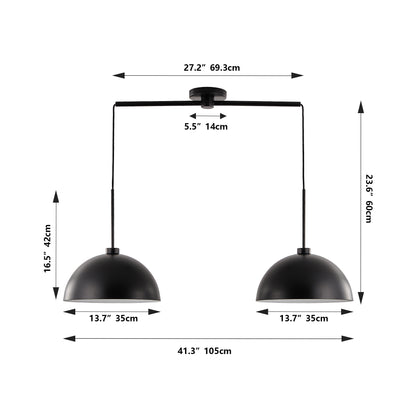 41" Industrial Modern Black Double Pendant Light – Adjustable Ceiling Hanging Lamp with Matte Finish for Dining Room, Kitchen, or Living Room – Stylish and Durable Lighting Fixture (No Bulbs)