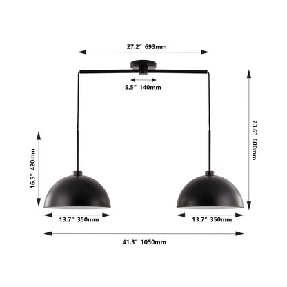 41" Industrial Modern Black Double Pendant Light – Adjustable Ceiling Hanging Lamp with Matte Finish for Dining Room, Kitchen, or Living Room – Stylish and Durable Lighting Fixture (No Bulbs)