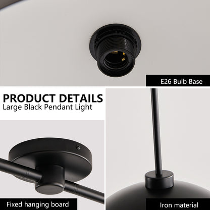 41" Industrial Modern Black Double Pendant Light – Adjustable Ceiling Hanging Lamp with Matte Finish for Dining Room, Kitchen, or Living Room – Stylish and Durable Lighting Fixture (No Bulbs)