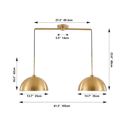 41" Industrial Modern Copper Color Double Pendant Light – Adjustable Ceiling Hanging Lamp with Bright Finish for Dining Room, Kitchen, or Living Room – Stylish and Durable Lighting Fixture (No Bulbs)
