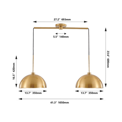 41" Industrial Modern Copper Color Double Pendant Light – Adjustable Ceiling Hanging Lamp with Bright Finish for Dining Room, Kitchen, or Living Room – Stylish and Durable Lighting Fixture (No Bulbs)