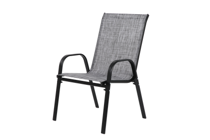 4 Piece Patio Chairs, Outdoor Camping Chairs with Breathable Textilene Fabric, Set of 2 Garden Chairs with Armrest High Backrest for Garden Patio Pool Beach Yard Space Saving ( Grey)